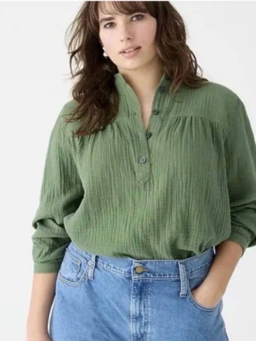 J. Crew fresco Cotton Double Gauze Henley Top